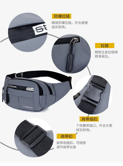 Realaiot Waterproof Man Waist Bag Fanny Pack Fashion Chest Pack Outdoor Sports Crossbody Bag Casual Travel Male Belt Bag Hip Waist Packs