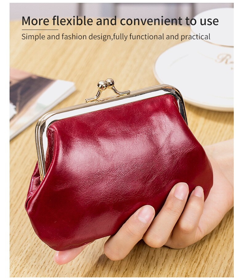 Cyflymder New Vintage Women Cowhide Wallets Female Genuine Leather Purses Portable Large Capacity Money Bag Small Coin Purse Card Holders