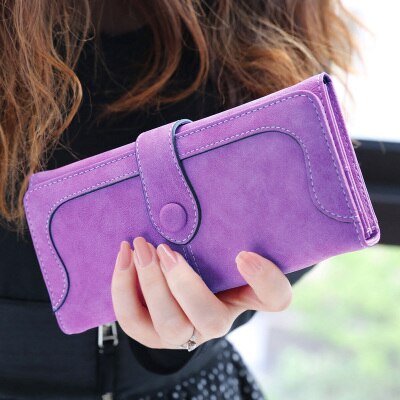 Cyflymder Many Departments Faux Suede Long Wallet Women Matte Leather Lady Purse High Quality Female Wallets Card Holder Clutch Carteras