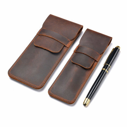 Cyflymder Personality Retro Handmade Leather Pencil Bag Fountain Pen Protective Cover Genuine Leather Pen Case Men Office Supplies