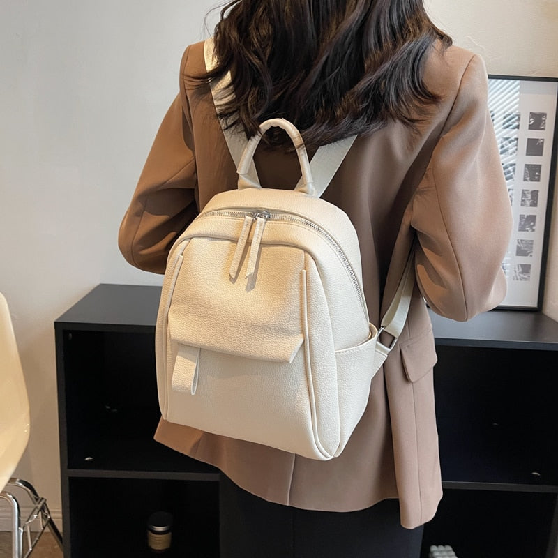 Realaiot Designer Cute Fashion Women Leather Backpack  Mini Soft Multi-Function Small Backpack Female Ladies Shoulder Bag Girl Purses