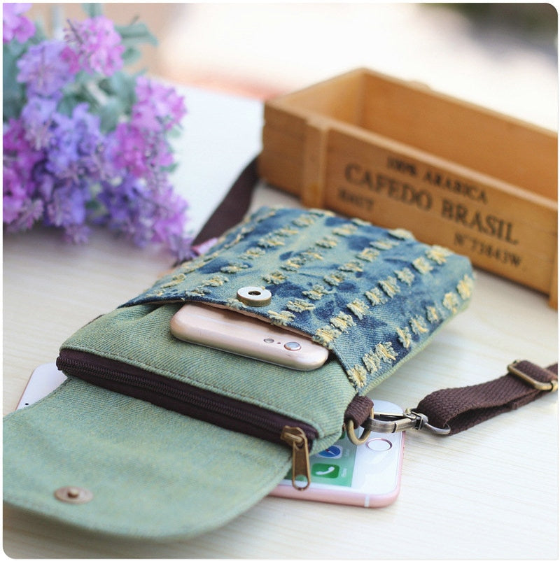 Realaiot Small Shoulder Bags Nylon Women Mobile Phone Bags Mini Female Messenger Purse Lady Wallet Purse Crossbody Messenger Mobile Bag