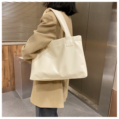 Realaiot Fashion Solid Color Women Large Capacity Underarm Shoulder Handbags Totes Simple Casual PU Leather Female Dialy Shoulder Bags