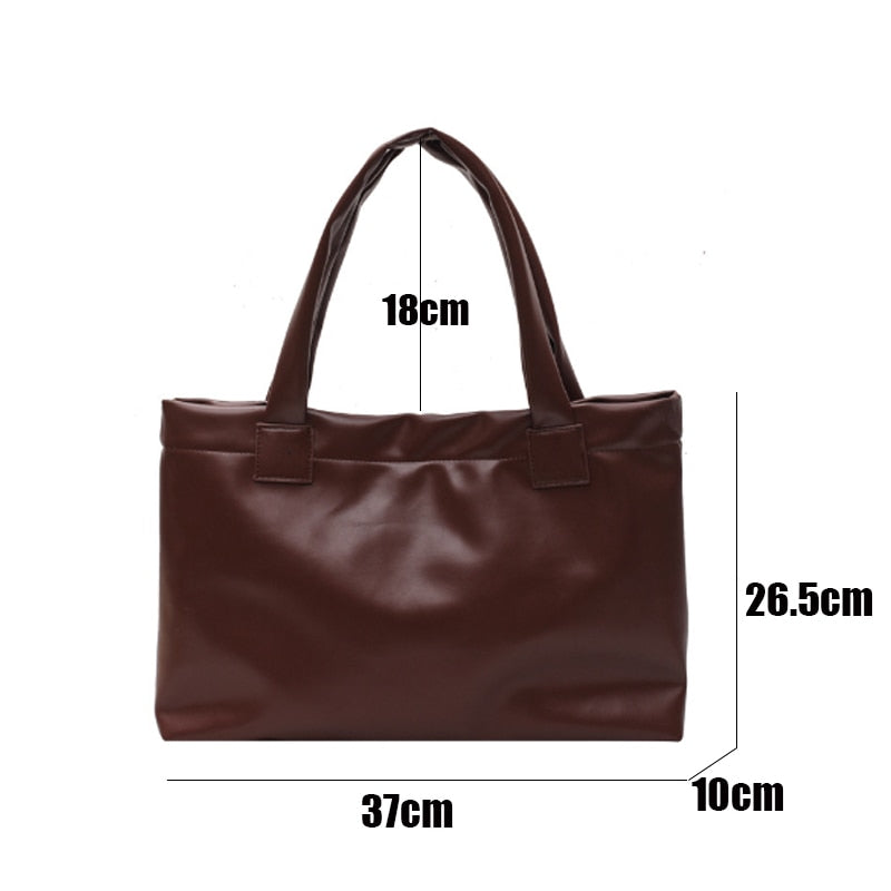 Realaiot Fashion Solid Color Women Large Capacity Underarm Shoulder Handbags Totes Simple Casual PU Leather Female Dialy Shoulder Bags