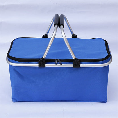 Realaiot 32L Folding Picnic Camping Lunch Bags Insulated Cooler Bag Cool Hamper Storage Basket Bag Box Outdoor Portable Picnic Basket