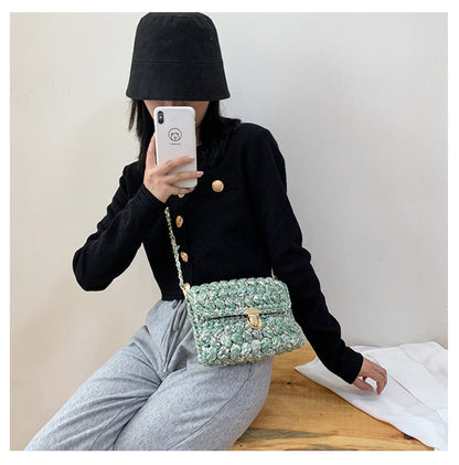 Realaiot Bags for Women Hand Woven Bag Strip Thread Hook Knitted Women's Shoulder/Crossbody Bag Clutch Bag bag