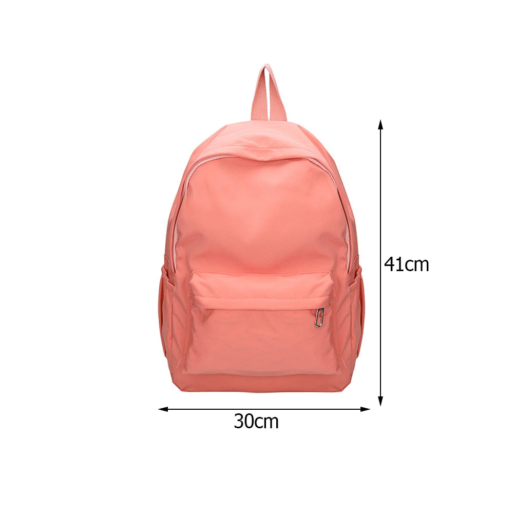 Realaiot Teen School Bag for Girls Backpack Solid Color Women Bookbags Middle Student Schoolbag Large Black Cute Flowers Nylon Bagpack