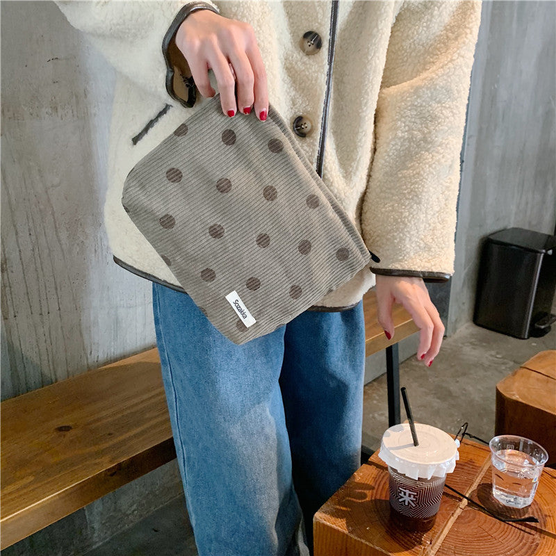 Realaiot Dot Women Cosmetic Bag Retro Design Ladies Storage Clutch Purse Bags Fashion Checkerboard Girls Student Small Handbags