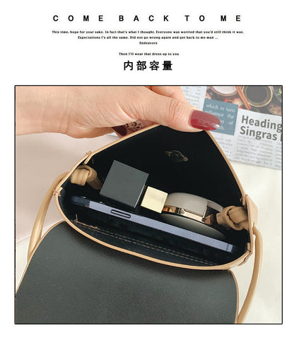 Realaiot Solid Color Simple Mini Saddle Bag PU Leather Crossbody Bags for Women Summer Fashion Sweet Shoulder Handbags