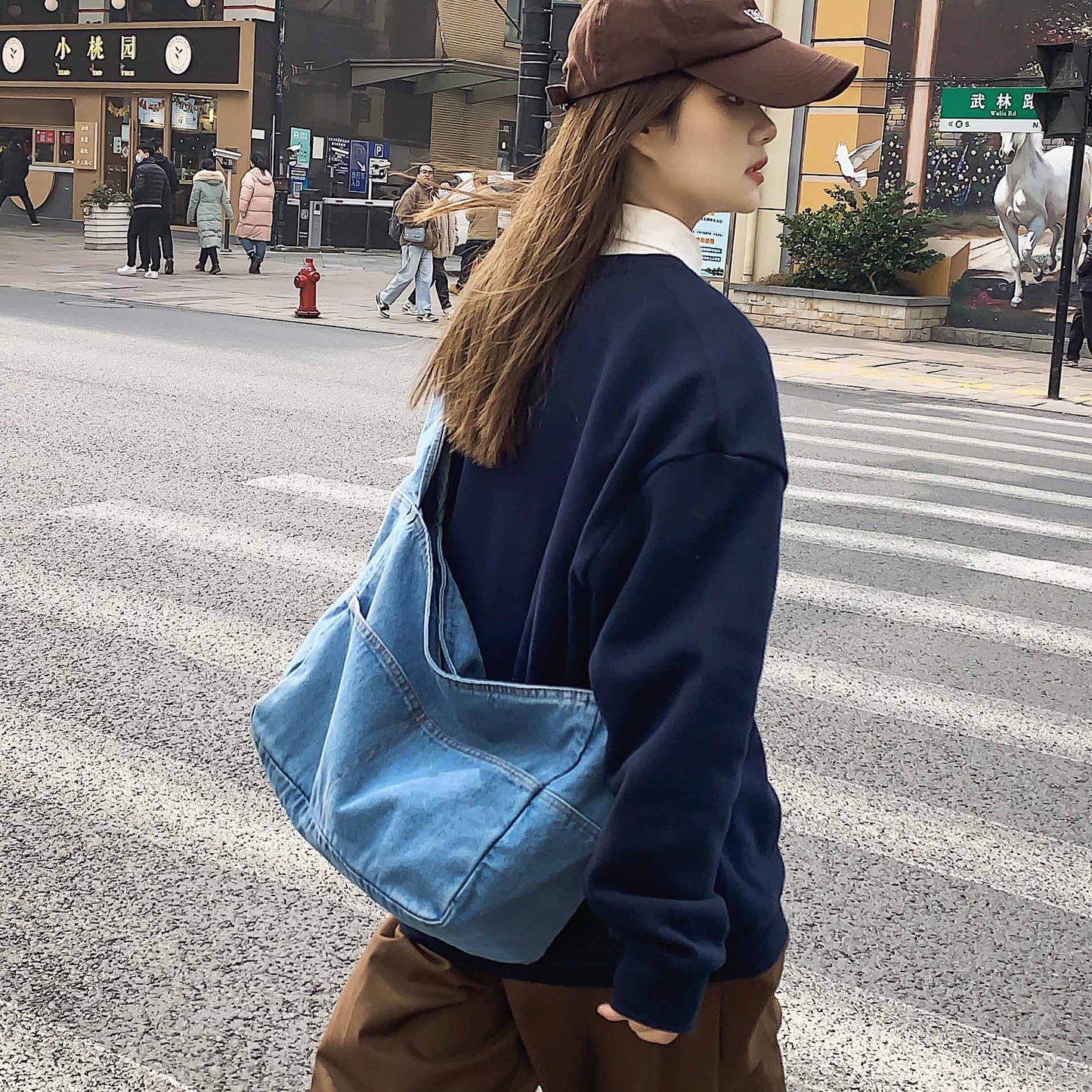 Cyflymder New Canvas Shoulder Bags For Women Casual Female Handbags Jeans Big Shopping Eco Bag Denim Large Capacity Crossbody Bags