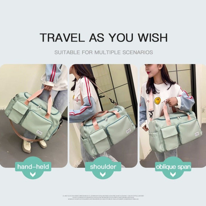 Cyflymder Large Capacity Women's Travel Bag Casual Weekend Travel Handbag Ladies Sports Yoga Luggage Bags Multifunction Crossbody