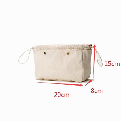 Realaiot Cosmetic Handbags Canvas Insert Bag Fit For Designer Brand Large Capacity Tote Bag Base Shaper Inner Makeup Organizer Liner Bag