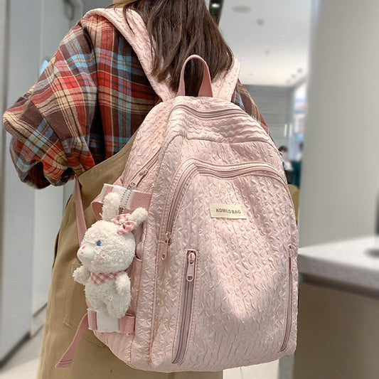 Realaiot Lady Leisure Pink Women Kawaii New Nylon Laptop Book Bag Trendy Girl Travel School Bag Fashion Cute Female College Backpack Cool