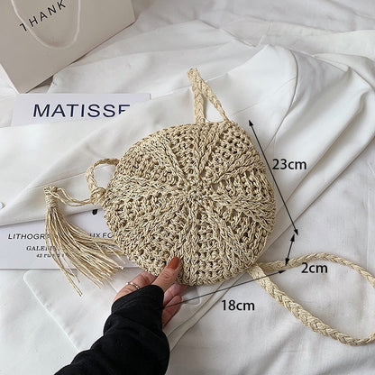 Realaiot Summer Fashion Small Straw Weaving Shoulder Bags For Women Casual Tassel Beach Crossbody Bag Purse hollow Out Messenger Handbags