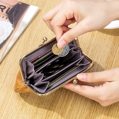 Cyflymder New Vintage Women Cowhide Wallets Female Genuine Leather Purses Portable Large Capacity Money Bag Small Coin Purse Card Holders