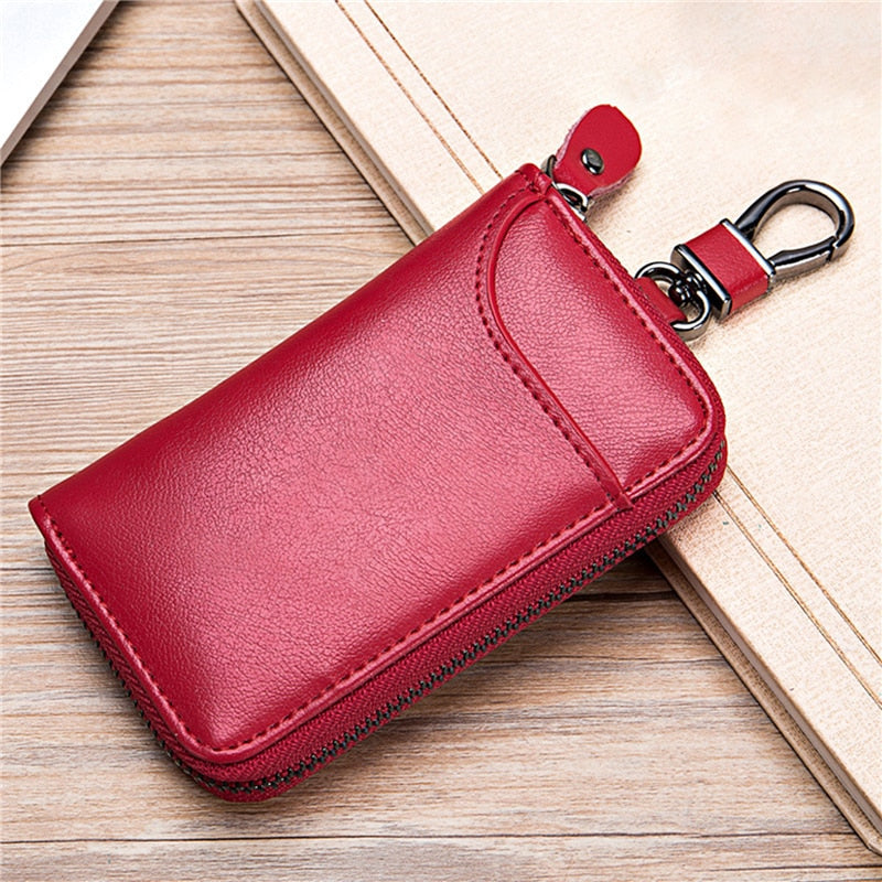 Cyflymder Leather Keychain Men Women Key Holder Organizer Pouch PU Case Split Car Key Wallet Housekeeper Key Case Mini Card Bag