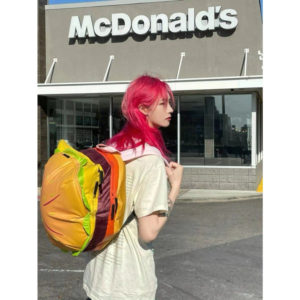 Realaiot Cute Retro Hamburger Kawaii Shoulder Bag High Capacity Pu Leather Student Backpack Women Bag School Backpack College Students