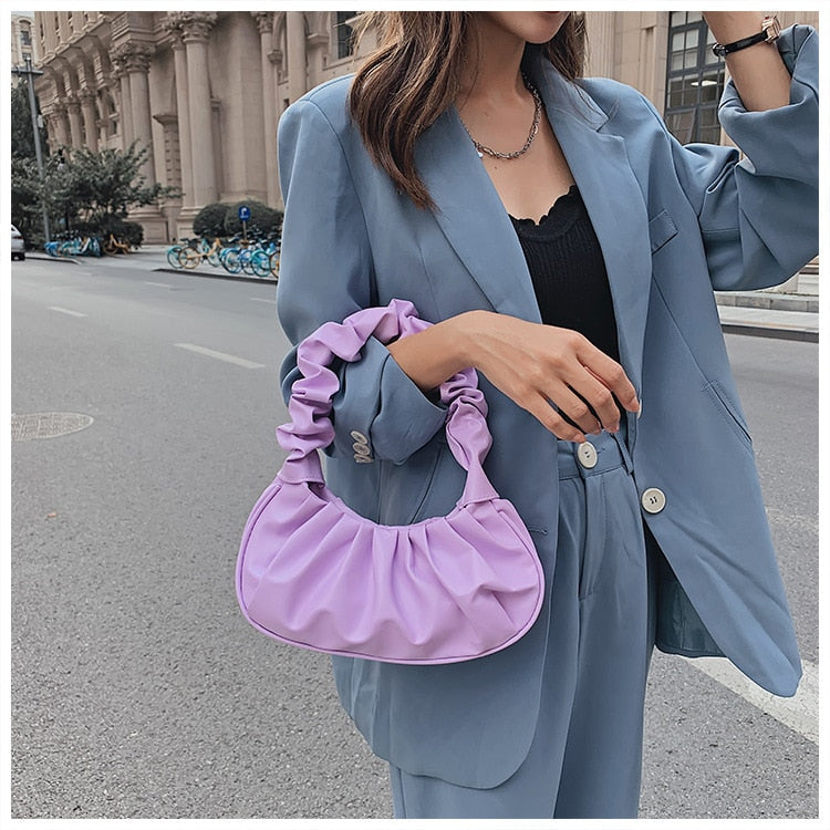 Cyflymder Pleated Cloud Handlebags for Women Shoulder Bags Leisure Armpit Bag Shopping New Trend Elegant Ladies Dumpling Handbag Female