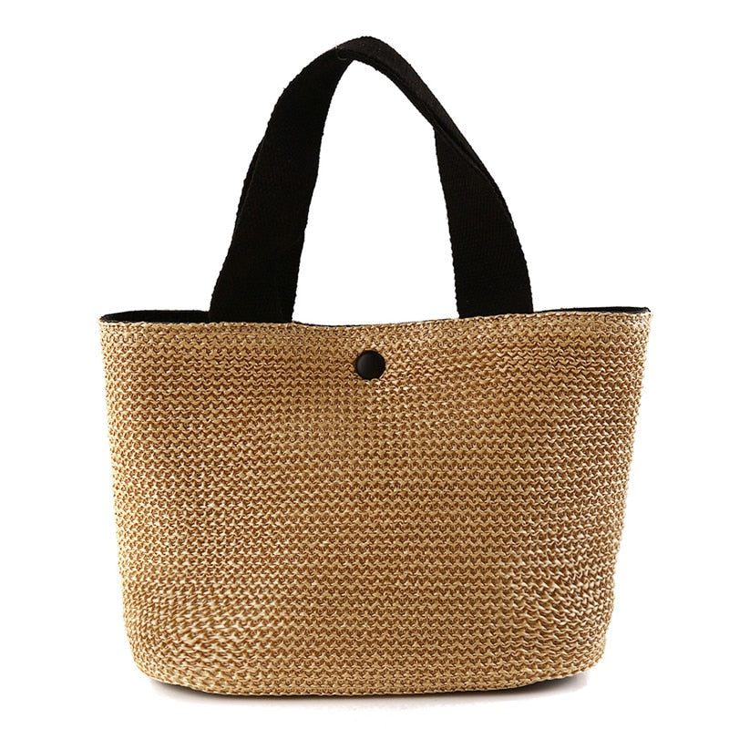 Realaiot Elegant Ladies Straw Woven Handbag Women Holiday Beach Casual Tote Top-Handle Bags Fashion Retro Shoulder Bags