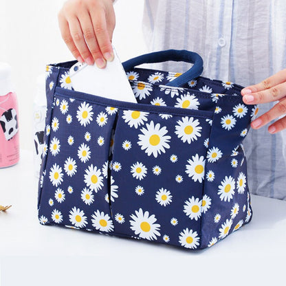 Cyflymder Oxford Cloth Large Capacity Thermal Lunch Bag Daisy Printed Food Bento Insulated Pouch Picnic Breakfast Cooler Bags for School