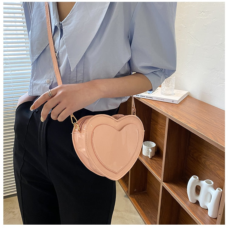 Cyflymder PU Leather Women Heart-shaped Crossbody Bag Luxury Designer Small Shoulder Bags for Ladies Female Evening Clutch Purse Handbags