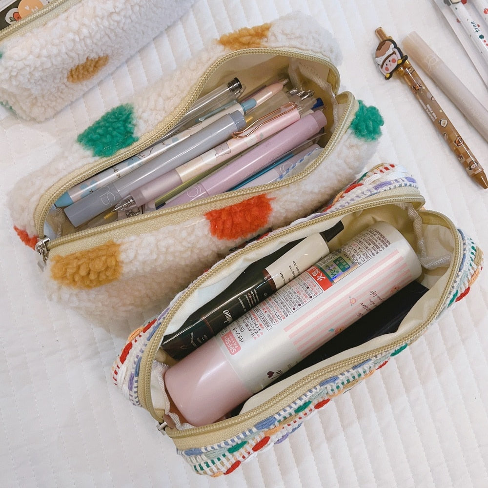 Realaiot Cosmetic Bag For Women Make Up Small Cute Makeup Fabric Toiletry Bag Students Pencil Case Organizer Pouch For Brushes Cosmetics