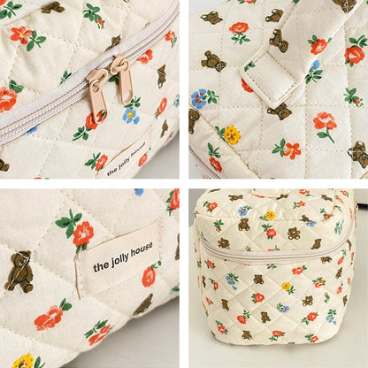 Cyflymder Liberty Quilting Cotton Makeup Bag Women Zipper Cosmetic Organizer Large Cloth Box Cute Make Up Purse Portable Toiletry Case