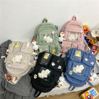 Realaiot Large Capacity Backpacks For Women Japanese Schoolbag Kawaii Student Multi-color Bag Ins Popular Waterproof Cute Travel Rucksack