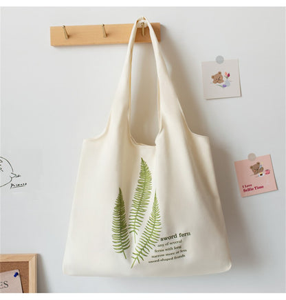 Realaiot White Canvas Vest Shopping Bags Illustration Eco Reusable Foldable Shoulder Bag Retro Large Capacity Tote Bag Women Handbag