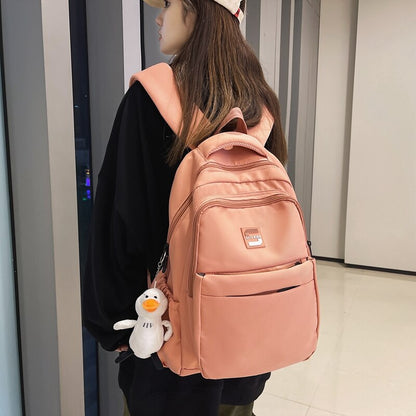 Realaiot Fashion Women School Bags Cool Female Solid Color Black College Backpack Trendy Men Laptop Backpack Book Girl Travel Student Bag