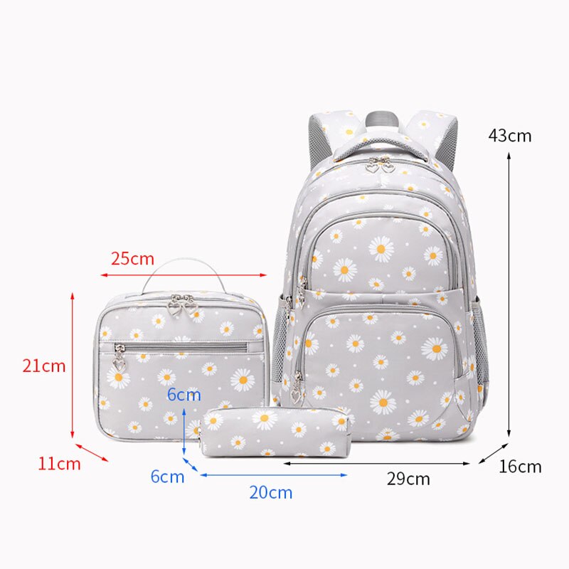 Realaiot Teen Girls School Backpack Kids Bookbag Set with Lunch Box Pencil Case Travel Laptop Backpack Casual Daypacks