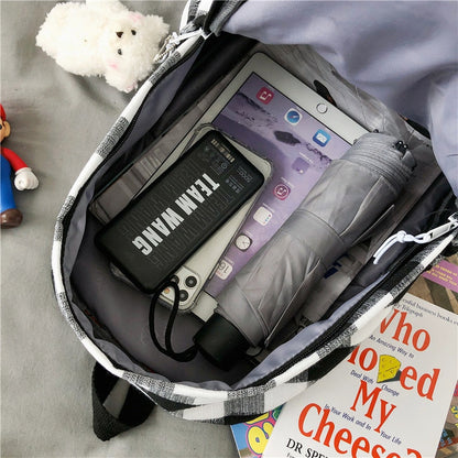 Cyflymder New Women Backpack Female Cool Nylon Travel Bag Fashion Plaid Portable Cute Schoolbag College Teenage Girls Boys Bookbag