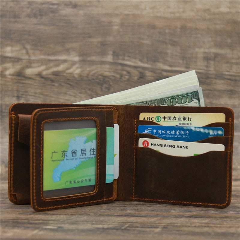 Cyflymder New Arrival Vintage Men's Genuine Leather Wallet Credit Card Holder Small Wallet Money Bag ID Card Case Mini Purse For Male