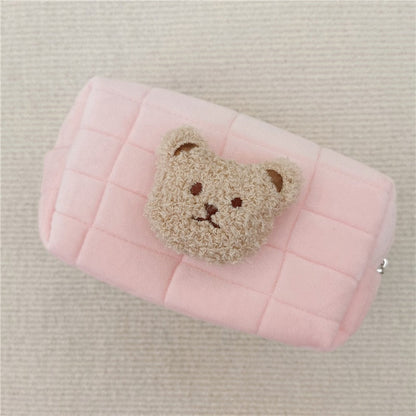 Realaiot Cute Bear Baby Toiletry Bag Make Up Cosmetic Bags Portable Diaper Pouch Baby Items Organizer Reusable Cotton Cluth Bag for Mommy