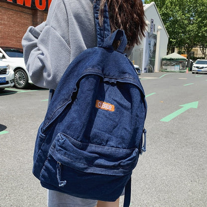 Realaiot Female Canvas Vintage College Backpack Women Laptop Denim School Backpack Fashion Girl Travel Bookbag  Ladies Leisure Kawaii Bag