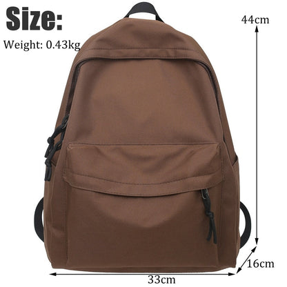 Cyflymder New Solid Color Large Backpack Young Girls Men Korean Style Kawaii School Bag Shoulder Bag High School Students Nylon Backpacks