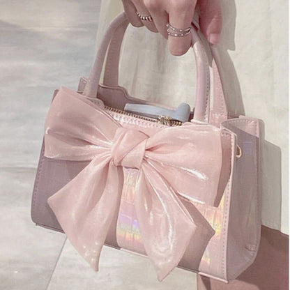 Realaiot Fashion Women's Clutch Purse Handbags Summer Pink Bowknot Female Underarm Bags Sweet Girl's Small Square Shoulder Messenger Bag