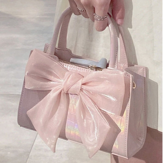 Realaiot Fashion Women's Clutch Purse Handbags Summer Pink Bowknot Female Underarm Bags Sweet Girl's Small Square Shoulder Messenger Bag