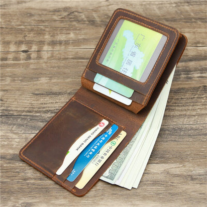 Cyflymder New Arrival Vintage Men's Genuine Leather Wallet Credit Card Holder Small Wallet Money Bag ID Card Case Mini Purse For Male