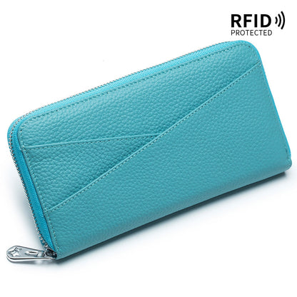 Cyflymder New Women Genuine Leather Wallets Female Long RFID Folding Purses Fashion Soft Cowhide Wallet Phone Purse Coin Bag Card Holders