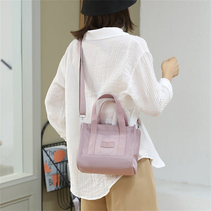 Realaiot Simple Fashion Shoulder Bags For Women New Handbags Waterproof Nylon Canvas Tote Bag With Pockets Crossbody Lunch Bag Bolso