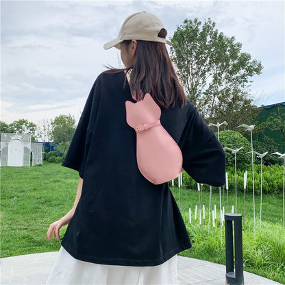 Realaiot Cute Pu Cat Dog Bag Women Bag Messenger Bag Wide Shoulder Straps Chest Bag Shoulder Bags Student Storage Bag Little Bag