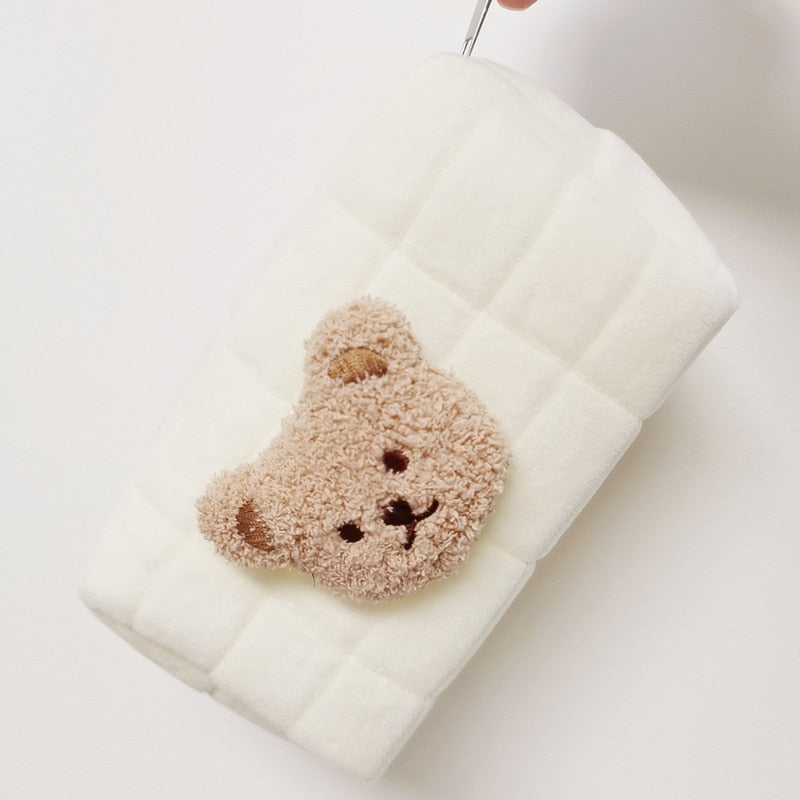 Realaiot Cute Bear Baby Toiletry Bag Make Up Cosmetic Bags Portable Diaper Pouch Baby Items Organizer Reusable Cotton Cluth Bag for Mommy