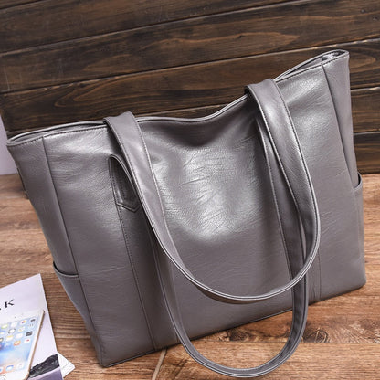 Realaiot Women PU Leather Handbags Fashion Big Capacity Tote Bags Retro Designer Double Strap Shoulder Bag Female Shopper Sac Mujer Bolsa