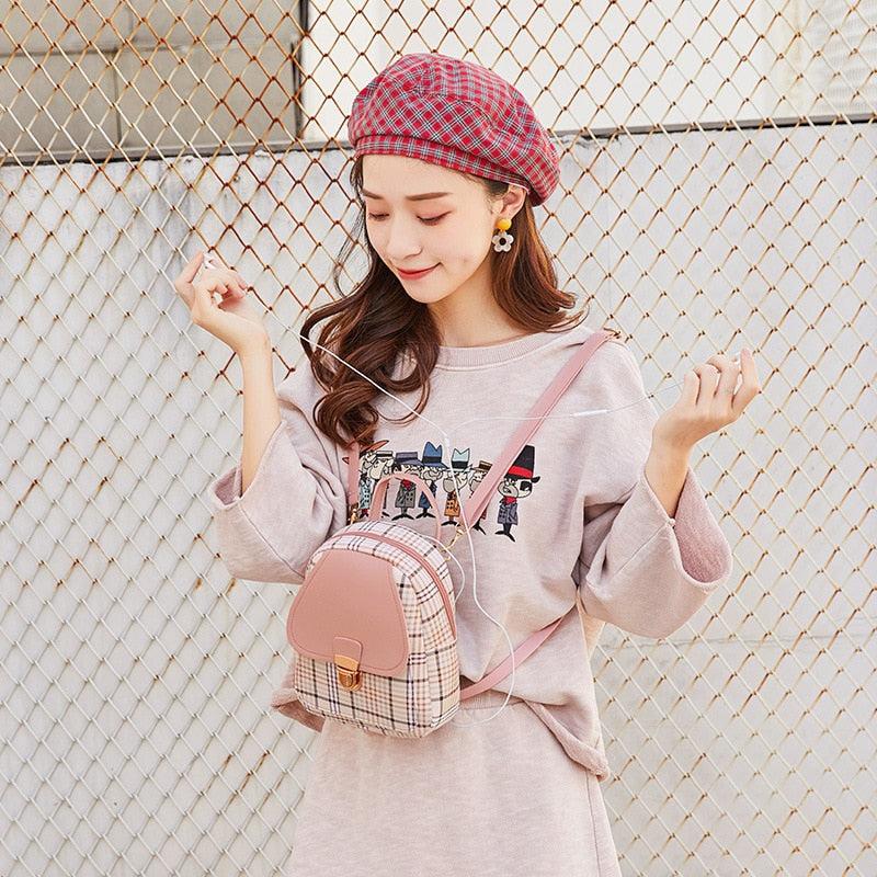 Cyflymder Mini Crossbody Bag for Teenage Girl Plaid Women Shoulder Phone Purse Korean Style New Trendy Female