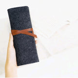 Realaiot Large Capacity School Case Felt Pencil Bag Student Stationery Holder Fountain Pen Case Simple Style Zipper Pencil Pouch