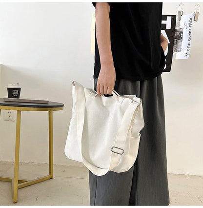 Realaiot Casual Canvas Female Bag Shoppers Simple College Student Book Shoulder Bag Crossbody Bags for Women Handbag Tote Bag