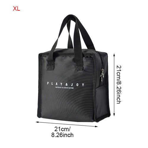 Realaiot Black Thermal Family Lunch Bag Picnic School Cold Insulation Bento Pouch Travel Food Fruit Organizer Tote Accessories Supplies
