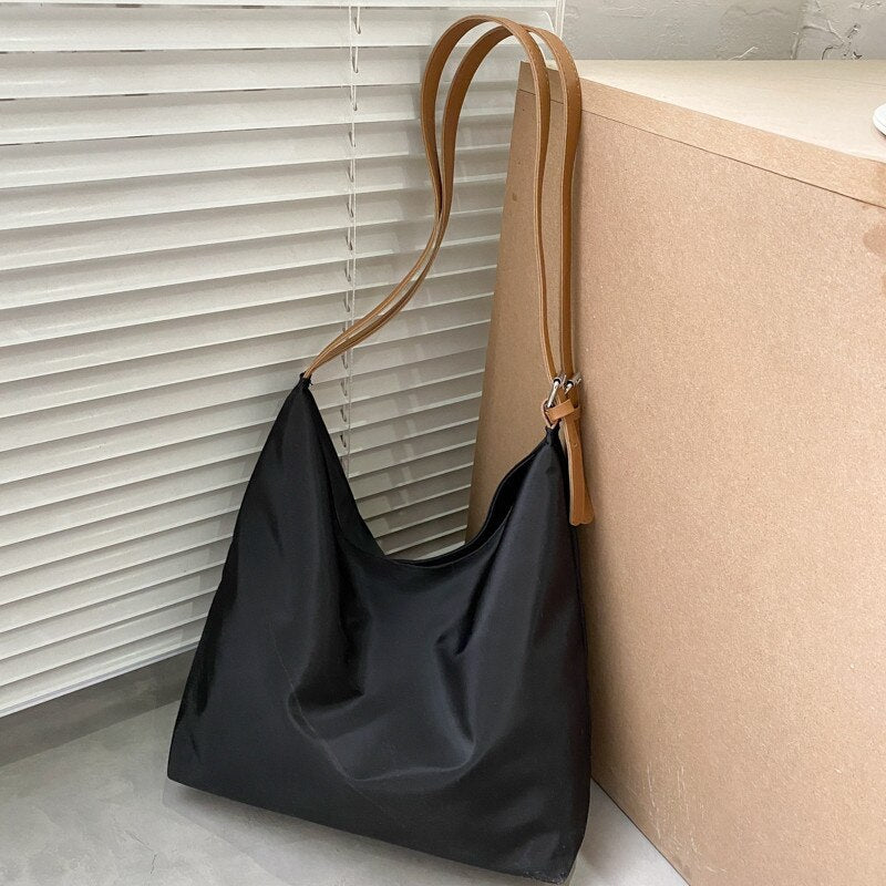 Realaiot Large Capacity Canvas Shoulder Bag for Women New Shopping Bags Solid color Vintage Tote Bag Casual Handbags Crossbody Bag