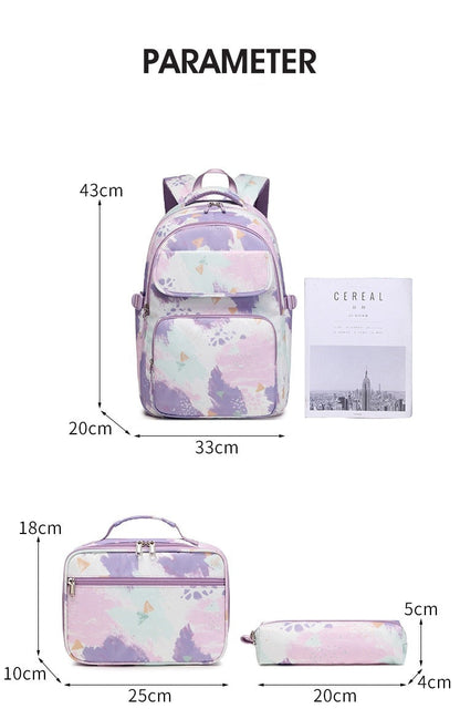 Realaiot Children School Backpack for Teenage Girls  3 Pcs/Set Waterproof Schoolbag Kids Satchel Mochila Pencil Bags Bookbag